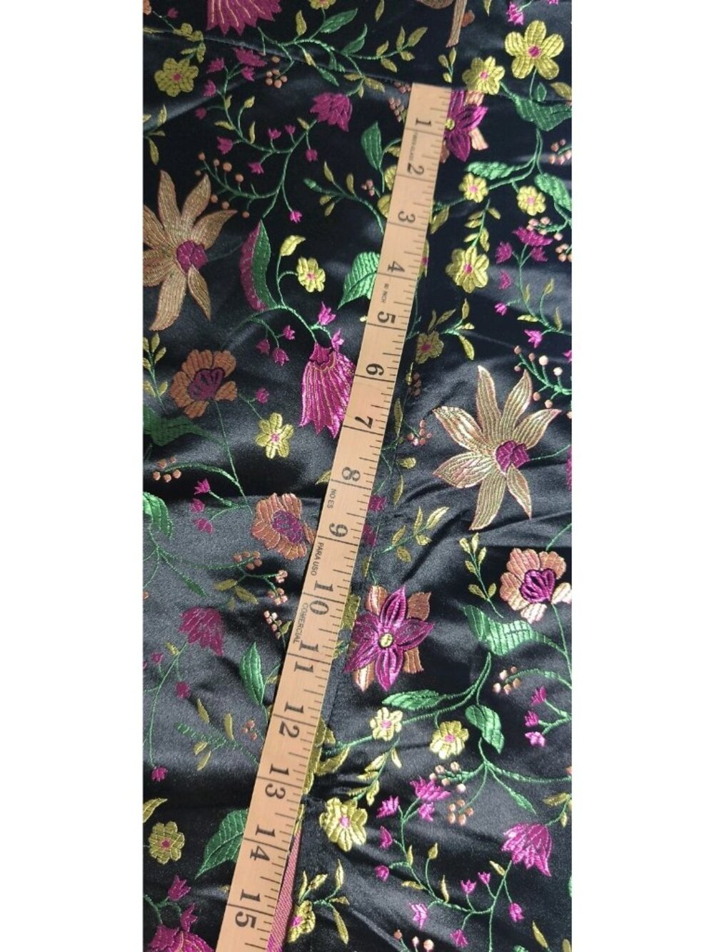 Lulus Size Small Black Satin Floral Jacquard Strapless Midi Dress NWT Metallic - Picture 14 of 16